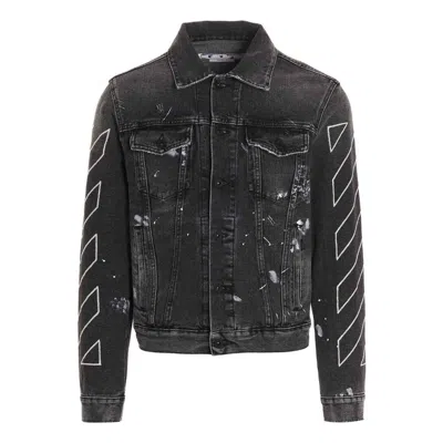 Off-white Men's  Ss22 Printing Denim Jacket Black