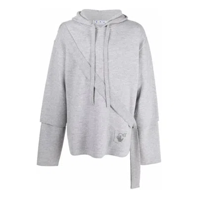 OFF-WHITE MEN'S OFF-WHITE SS22 SOLID COLOR COZY DRAWSTRING HOODED LONG SLEEVES GRAY