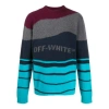Off-white Men's Intarsia Felted Crewneck Sweater In Multi