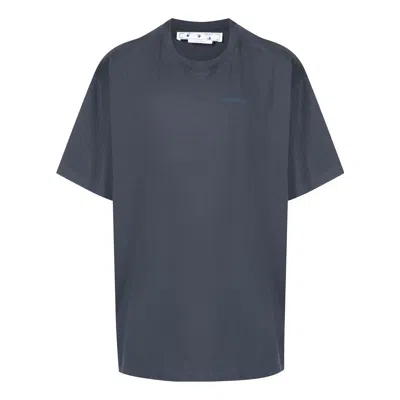 Off-white Men's  Stripe Printing Short Sleeve Loose Fit Navy Blue T-shirt
