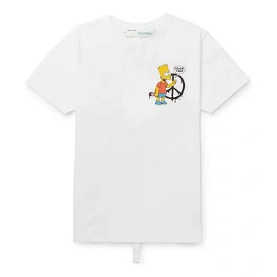 Off-white Men's  X The Simpsons/ The Simpsons Crossover Printing Short Sleeve Ordinary Version White