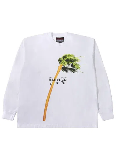 Pre-owned Off-white Men's Off X Babylon Ill Wind Palm Long Sleeve T-shirt In White