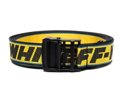 Pre-owned Off-white Men's Offwhite 2.0 Industrial Logo Belt In Yellow/black/blue