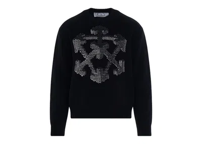 Pre-owned Off-white Men's Offwhite 3d Arrow Chunky Knit Sweatshirt In Black/grey
