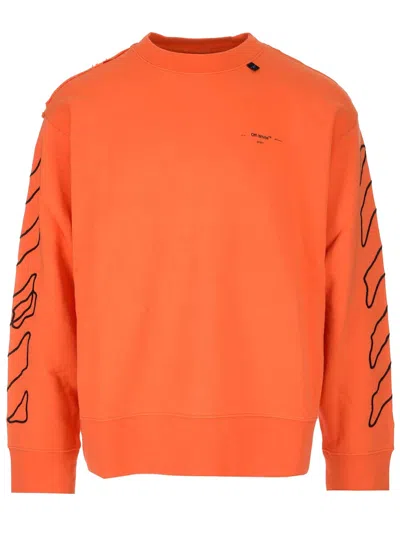 Pre-owned Off-white Men's Offwhite Abstract Arrows Embroidered Sweatshirt In Orange/black In Multi