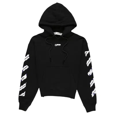 Pre-owned Off-white Men's Offwhite Airport Tape Arrows Diag Over Hoodie In Black