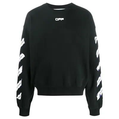 Pre-owned Off-white Men's Offwhite Airport Tape Arrows Diag Sweatshirt In Black