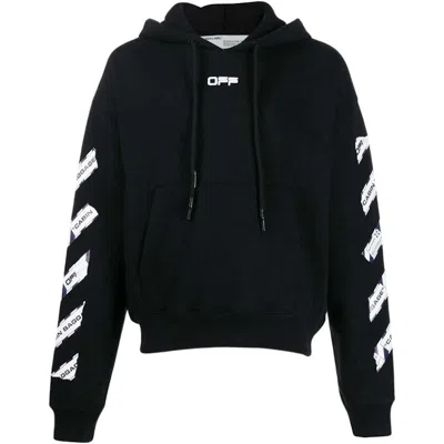 Pre-owned Off-white Men's Offwhite Airport Tape Slim Hoodie In Black