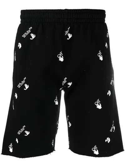 Pre-owned Off-white Men's Offwhite All Over Logo Print Shorts In Black White