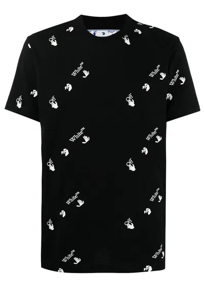 Pre-owned Off-white Men's Offwhite All Over Logo Print T-shirt In Black White
