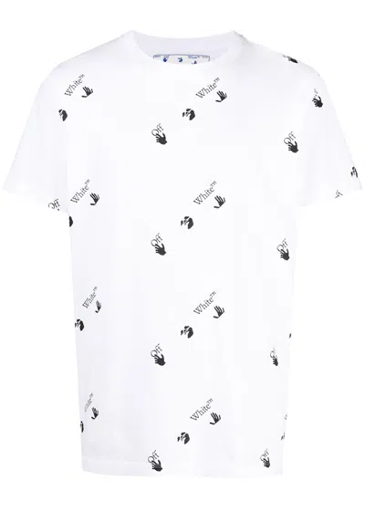 Pre-owned Off-white Men's Offwhite All Over Logo Print T-shirt In White Black In Multi