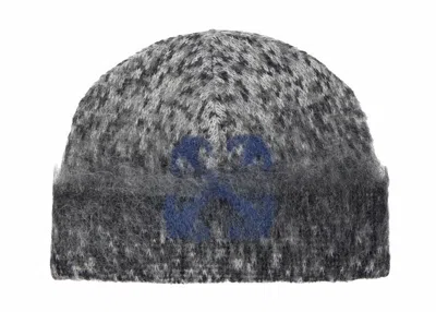 Pre-owned Off-white Men's Offwhite Arrow Fuzzy Mohair Knit Beanie In Dark Grey
