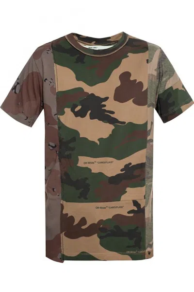 Pre-owned Off-white Men's Offwhite Arrow Logo Spliced Tee Shirt In Camo In Multi