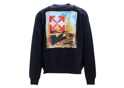 Pre-owned Off-white Men's Offwhite Arrow On Canvas Print Sweatshirt In Black