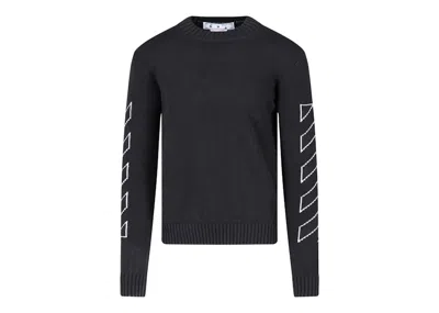 Pre-owned Off-white Men's Offwhite Arrow Outline Print Crewneck Sweatshirt Knit Sweater In Black