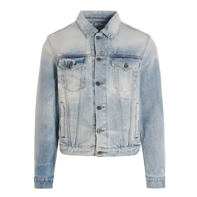 Pre-owned Off-white Men's Offwhite Arrows Print Denim Jacket In Pale Blue