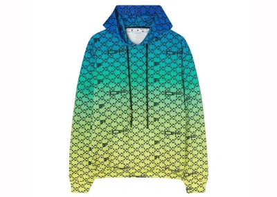 Pre-owned Off-white Men's Offwhite Athleisure Monogram Hoodie In Blue/green/yellow In Multi