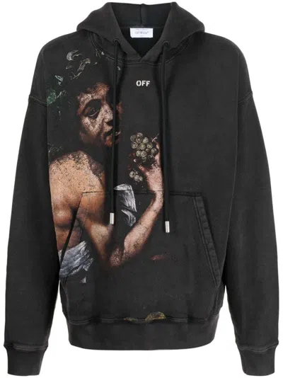 Pre-owned Off-white Men's Offwhite Bacchusprint Cotton Hoodie In Black