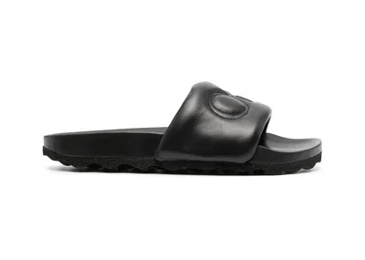 Pre-owned Off-white Men's Offwhite Bookish Leather Sliders Sneakers In Black