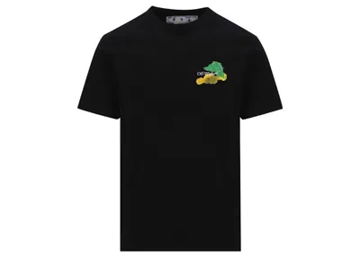 Pre-owned Off-white Men's Offwhite Brush Arrows Slim Logo Print Skate T-shirt In Black