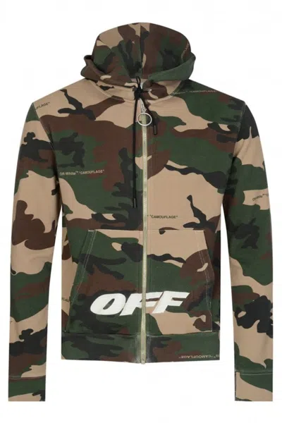 Pre-owned Off-white Men's Offwhite Camo Zip Hoodie In Brown Camo