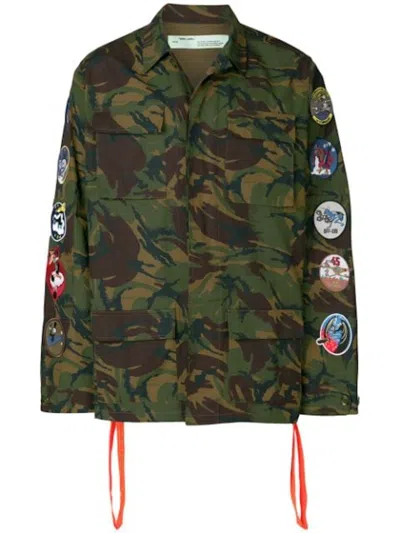 Pre-owned Off-white Men's Offwhite Camoflage Arrows Patch Sleeves Jacket In Green