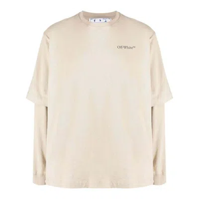 Pre-owned Off-white Men's Offwhite Caravag Arrow Logo Double Sleeve Longsleeve In Beige In Sand