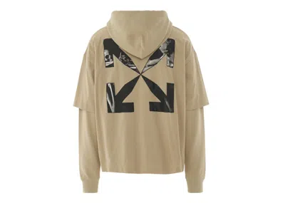 Pre-owned Off-white Men's Offwhite Caravaggio Arrow Double Hooded T-shirt In Dark Sand