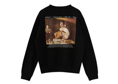 Pre-owned Off-white Men's Offwhite Caravaggio Back Print Crewneck Sweatshirt In Black