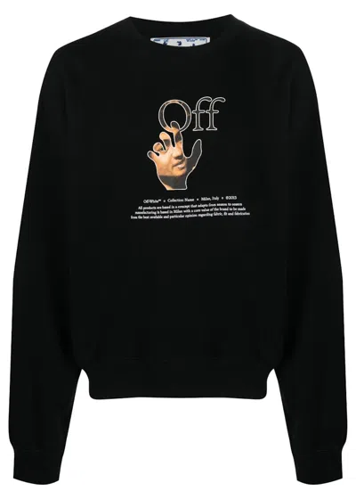 Pre-owned Off-white Men's Offwhite Caravaggio Hands Off Logo Crewneck Sweatshirt In Black