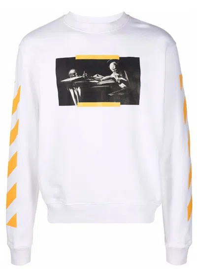 Pre-owned Off-white Men's Offwhite Caravaggio Saint Jerome Writing Print Slim Fit Sweatshirt In White Yellow