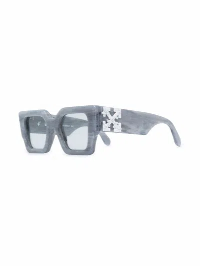 Pre-owned Off-white Men's Offwhite Catalina Rectangular Frame Sunglasses In Light Grey/white (oeri003y21pla0010505) In Gray