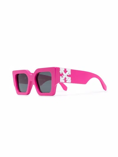 Pre-owned Off-white Men's Offwhite Catalina Rectangular Frame Sunglasses/oeri003c99pla0016807) In Fuchsia/dark Grey/whit