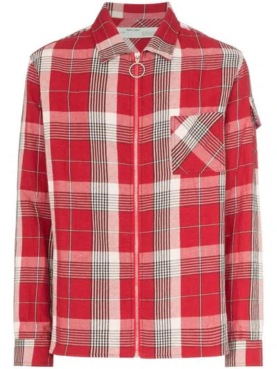 Pre-owned Off-white Men's Offwhite Checke Zip Up Skulls Flannel Shirt In Red