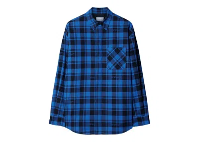 Pre-owned Off-white Men's Offwhite Checked Flannel Shirt In Royal Blue/black In Multi