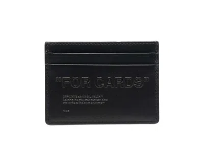 Pre-owned Off-white Men's Offwhite Debossed "for Cards" Card Holder (3 Slot) In Black