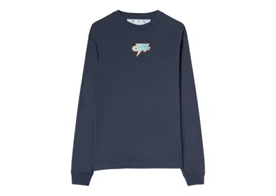 Pre-owned Off-white Men's Offwhite Degradé Thund Skate Long Sleeve Tee Shirt In Dark Grey/orange/light Blue