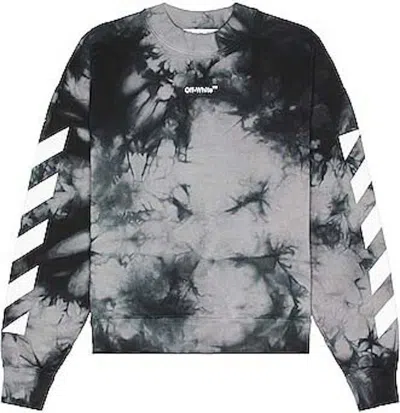 Pre-owned Off-white Men's Offwhite Diag Arrow Tie Dye Skate Crewneck Sweatshirt In Grey