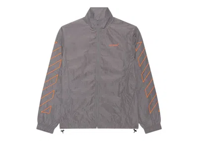 Pre-owned Off-white Men's Offwhite Diag Outline Track Top Stee Shirtl Iron/in Steel Iron/blood Orange