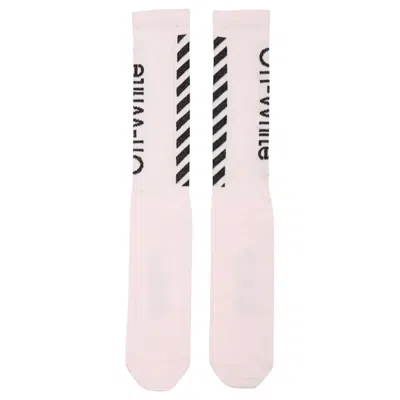 Pre-owned Off-white Men's Offwhite Diag Socks (ss19) In Light Pink/black In Multi