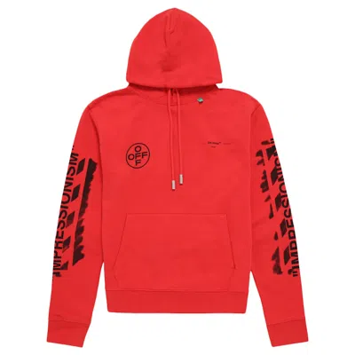 Pre-owned Off-white Men's Offwhite Diag Stencil Hoodie In Red/black