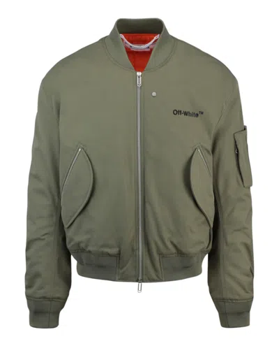 Pre-owned Off-white Men's Offwhite Diag Tab Bomber Jacket In Green