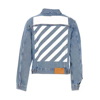 Pre-owned Off-white Men's Offwhite Diag Tab Slim Denim Jacket In Medium Blue