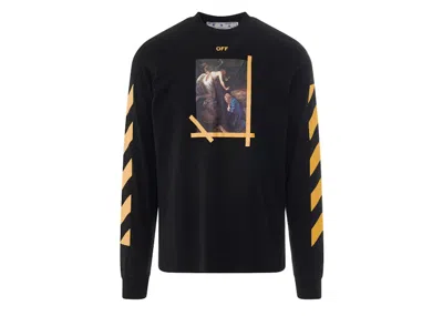Pre-owned Off-white Men's Offwhite Diagonal Arrow Caravaggio Ann Skate Long Sleeve Tee Shirt In Black/yellow