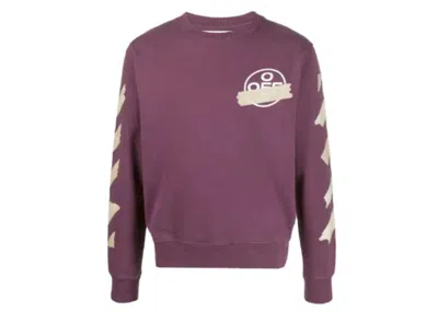 Pre-owned Off-white Men's Offwhite Diagonal Tape Arrows Crew Sweatshirt In Purple