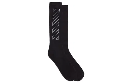 Pre-owned Off-white Men's Offwhite Diagonals Mid Socks In Black/white Outline