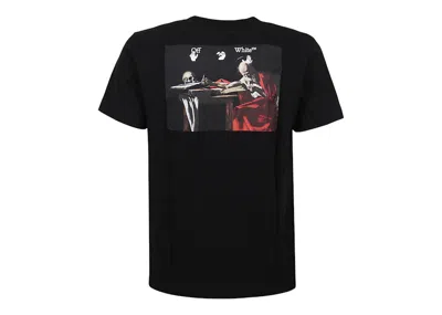Pre-owned Off-white Men's Offwhite Drowning Man Logo Caravaggio Saint Jerome Writing Print Tshirtin Black