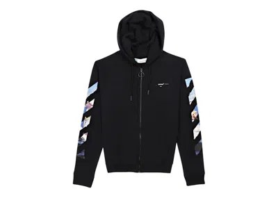 Pre-owned Off-white Men's Offwhite Edouard Manet Floating Studio Arrows Zip Up Hoodiein Black