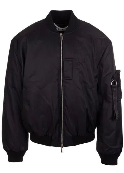 Pre-owned Off-white Men's Offwhite Embroidered Off Logo Bomber Jacket In Black