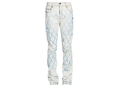 Pre-owned Off-white Men's Offwhite Fence Ed Skinny Fit Denim Jeans In Bleach/light Blue